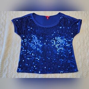 BONGO Electric Blue Sequin Short Sleeve Top – Size M